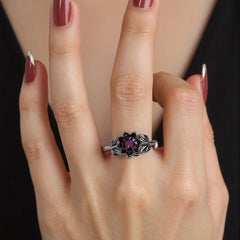 Multipurpose Skull Gothic Rings Retro Black Gold Heart Love Crystals Zirconia Accessory for Christmas Valentines Day