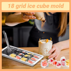 Retro Stainless Steel Ice Tray - 18-Cube Metal Ice Trays for Freezer with Easy Release Handle, Commercial Grade Non-Toxic Material, Dishwasher Safe, Send Goods from Local Warehouse