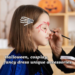 AKOAK 2 Pairs (4 Pcs) Halloween Hair Clip with Skeleton Hand Claw, Female Hair Styling Accessories for Girls (White)