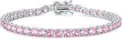 FANCIME Birthstone Bracelet Sterling Silver Gemstone Tennis Bracelets Fine Jewelry Wedding Bridal Prom Birthday Gift for Women Her, Length 7.2 Inch Width 4mm