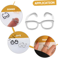 Adjustable Eyeglass Shape Open Ring for Women and Teen Premium Copper Fashion Accessory Fits Comfortable Skin-friendly Design