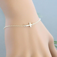 Boho Bracelet with Tiny Cross hand chain for women and Girls