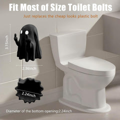 Funny Ghost Toilet Bolt Covers Decorative Toilet Screw Cover Caps, Toilet Caps for Bottom of Toilet, Halloween Cute Toilet Bowl Bolt Covers for Bathroom Decor, Cute Halloween Decor,2-Pack (Black)