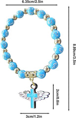 Bracelets Women lady Bracelet Girls Gift Angel Wing Cross Pendant Bracelet for Men Women Bead Chain Bracelet Fashion Accessories Souvenirs Gifts