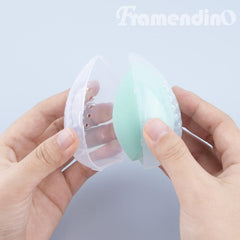 Framendino, 4 Pack Breathable Makeup Sponge Case Protective Plastic Beauty Container Blender Holder Cosmetic Egg Storage Cases for Women Girls Travel Clear Teardrop-Shaped