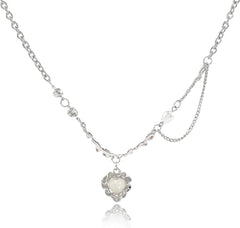 Irregular Heart Necklace for Women Y2k Pink Zircon Pearl Diamond Women's Fashion Pendant Hot Fashion Pink Jewelry for Women