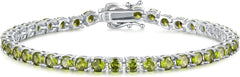FANCIME Birthstone Bracelet Sterling Silver Gemstone Tennis Bracelets Fine Jewelry Wedding Bridal Prom Birthday Gift for Women Her, Length 7.2 Inch Width 4mm