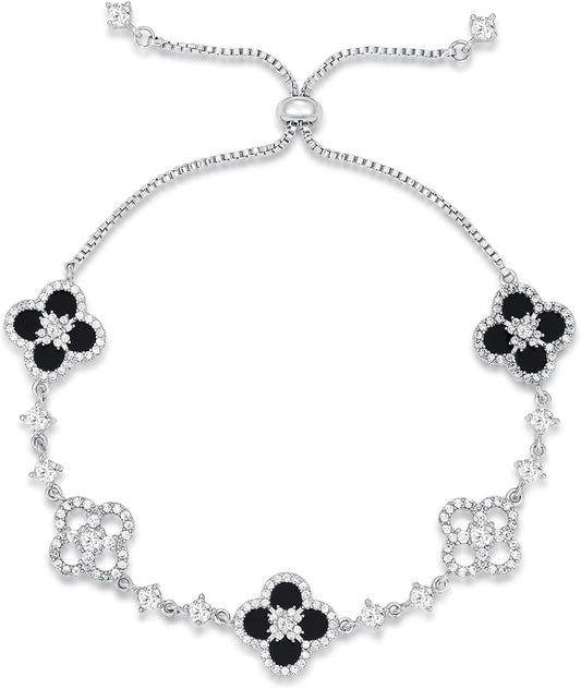 Women's 18K Gold Plated Clover Bracelet with Natural Shell - Four Leaf Lucky Charm Dainty Link Bracelets Jewelry for Women, Trendy Birthday/Mother's Day Gift