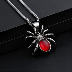 VNEWSCHI Red Spider Pendant Necklaces Gothic Red Crystal Cute Spider Pendant Necklaces Punk Rock Retro Insect Animal Choker for Men Boyfriend Gift Party Club Jewelry