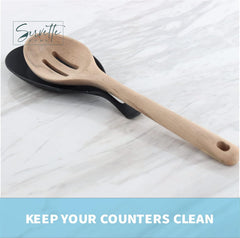 Silicone Spoon Rest for Kitchen Spoon Holder - Black