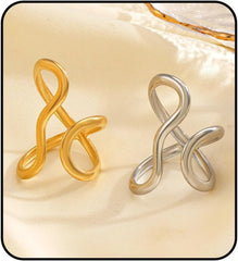 Chunky Rings For Women, Gold Silver Thumb Ring Asymmetrical Wavy Curve Ring Adjustable Non Tarnish Dainty Stainless Steel New Year Anniversary Birthday Jewelry Gift