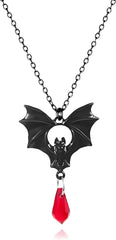 WCRAZYE Gothic Bat Pendant Necklace for Women Halloween Victoria Emboss Cameo Necklace Dark Vampire Necklace Witch Jewelry Accessories