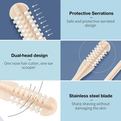Practical,Super-Popular,Nasal Hair Cutter,2025 New Mini Double Sided Nose Hair Trimmer with Ear Picker,Handheld 360° Rotating Nose Hair Removal for Men,Women (2 Pcs)