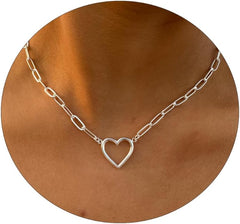 ASCOMY Dainty Gold Necklace for Women 14K Gold Plated Necklaces for Her Delicate Love Heart Necklace Heart Pendant Necklace Cute Necklaces Festival Jewelry Gift for Women