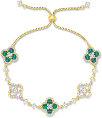 Women's 18K Gold Plated Clover Bracelet with Natural Shell - Four Leaf Lucky Charm Dainty Link Bracelets Jewelry for Women, Trendy Birthday/Mother's Day Gift
