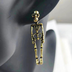 Vintage Skeleton Stud Dangle Drop Earrings for Women Men Gothic Halloween Skull Hypoallergenic Earrings Punk Piercing Studs Personalized Statement Jewelry Gifts