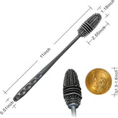 Silicone Bottle Cleaning Brush with Long Handle, Water Bottle Cleaner Brush for Baby Bottles, Vase, Sports Bottle, Glassware, Perfect for Smaller Diameter Bottle Openings (2PCS), Gray