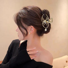 1PCS Large Metal Spider Hair Claw Clips for Women and Girls Thick Long Hair, Nonslip Gold Spooky Spider Hair Clamp Clips with Pearls Design Headband Hair Styling Accessories for Halloween Holiday Gift