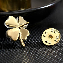 Cute Cats Eye Clover Leaf Brooch Breastpin for Women Girls Gold Plated Fashion Lucky Shamrock White Flower Brooches Lapel Pins Dainty Dress Accessories Birthday Holiday St.Patrick's Day Jewelry Gift