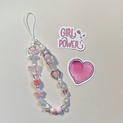 Cute Phone Charms Aesthetic Punk Cross Butterfly Beaded Phone Strap Y2K Cell Phone Charms Cute Accessories for Phone Bag Keychain Camera Pendants