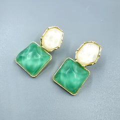 Asymmetric Rhomboid Dangle Earrings for Women Double Colored Irregular Geometric Studies Earrings for Girls Acrylic Drop Earrings Jewelry