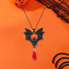 WCRAZYE Gothic Bat Pendant Necklace for Women Halloween Victoria Emboss Cameo Necklace Dark Vampire Necklace Witch Jewelry Accessories
