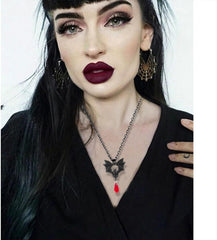 WCRAZYE Gothic Bat Pendant Necklace for Women Halloween Victoria Emboss Cameo Necklace Dark Vampire Necklace Witch Jewelry Accessories