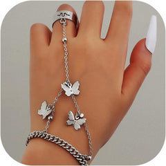 Hand Chain Bracelet Gold Ring Bracelet Hand Chain Butterfly Bracelets for Women Halloween Jewelry Gifts