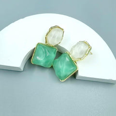 Asymmetric Rhomboid Dangle Earrings for Women Double Colored Irregular Geometric Studies Earrings for Girls Acrylic Drop Earrings Jewelry