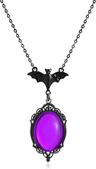 WCRAZYE Gothic Bat Pendant Necklace for Women Halloween Victoria Emboss Cameo Necklace Dark Vampire Necklace Witch Jewelry Accessories