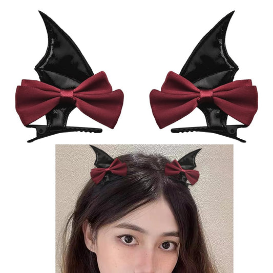 Halloween Bat Bow Hair Accessories for Women Girls Black Bat Hair Clips for Girls Hair Halloween Bows for Women Girls Goth Hair Bat Accessories for Girls 2 Pcs Bow Halloween Accessories