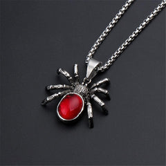 VNEWSCHI Red Spider Pendant Necklaces Gothic Red Crystal Cute Spider Pendant Necklaces Punk Rock Retro Insect Animal Choker for Men Boyfriend Gift Party Club Jewelry