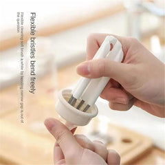 Multifunctional Flexible Gap Brush Cup Cover Groove Nipple Bottle Gap Brush Household Soft Bristles Cleaning Brush Kitchen Tool(White)