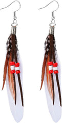 Feather Earrings Women vintage bohemian long drop