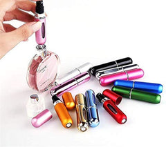 Refillable Perfume Atomizer Bottle, Pocket Cologne Sprayer, Travel Mini Perfume Atomizer Container Multicolor Perfume Spray, Scent Pump Case for Traveling 3 Pcs Pack of 5ml, Blue-Silver-Rose Pink