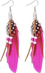 Feather Earrings Women vintage bohemian long drop