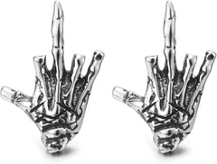 Halloween Skull Earrings with Heart Cutout - Punk Gothic Jewelry for Women Men, Alloy Electroplated Goth Ear Accessories, Lightweight 5g, 4cm Length, Hypoallergenic (Silver/Gold)