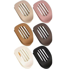 Oval-Shaped Flat Claw for Women-Strong Hold Lay Down Claw Clamps Hair Barrettes Alligator Clip-Flat Clips-Simple Elegant Duckbill Hair Clip for Thick Thin Hair (6Pcs Style A)