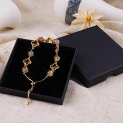 picofun Four-leaf Clover Amethyst Beads Bracelet for Women, Stress Relief Anxiety Yoga Bracelet, Crystal Stone Beaded Stretch Bracelet,Handmade Trendy Jewelry Gifts for Lover, Mom, Friends