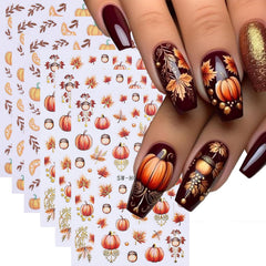 6 Sheets Halloween Nail Art Stickers Decals Cute Orange Flowers Ghost Black Cats Nail Stickers Horror Blood Eyeball Nail Design Adhesive Sliders Halloween Nail Art Supplies for Women DIY Manicure