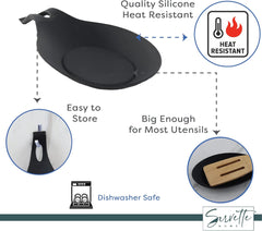 Silicone Spoon Rest for Kitchen Spoon Holder - Black