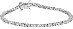 Amazon Essentials Plated Sterling Silver Round Cut Cubic Zirconia Tennis Bracelet