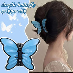 3 Pcs Butterfly Hair Claw, Fairy Acrylic Butterfly Shark Clips Strong Hold Non-Slip Claw Clips Hair Accessories for Thick Thin Hair Barrettes for Women(3 Colors)