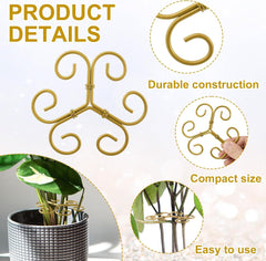 Climbing Houseplant Stem Supports, Plastic Plant Stem Holders, Reusable Flower Plant Growth Stakes Trellis Stem Growth Accessories for Garden Balcony- Gold