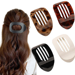 Oval-Shaped Flat Claw for Women-Strong Hold Lay Down Claw Clamps Hair Barrettes Alligator Clip-Flat Clips-Simple Elegant Duckbill Hair Clip for Thick Thin Hair (6Pcs Style A)