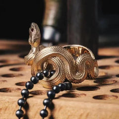 Vintage Gold Snake Ring - Adjustable, Black, Fashion Animal Ring for Women & Men