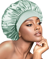 BONNET QUEEN Silk Bonnet for Sleeping Women Satin Bonnet Hair Wrap with Elastic Wide Band Sleep Cap for Curly Hair Night Cap