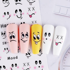 3D Nail Art Stickers Small Expressions Nail Decals Self-Adhesive Nail Stickers Cartoon Funny Emoticons Nail Art Supplies Cute Manicure Accessories for Women DIY Acrylic Nails Decorations 6 Sheets