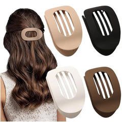 Oval-Shaped Flat Claw for Women-Strong Hold Lay Down Claw Clamps Hair Barrettes Alligator Clip-Flat Clips-Simple Elegant Duckbill Hair Clip for Thick Thin Hair (6Pcs Style A)