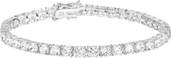 Amazon Essentials Plated Sterling Silver Round Cut Cubic Zirconia Tennis Bracelet